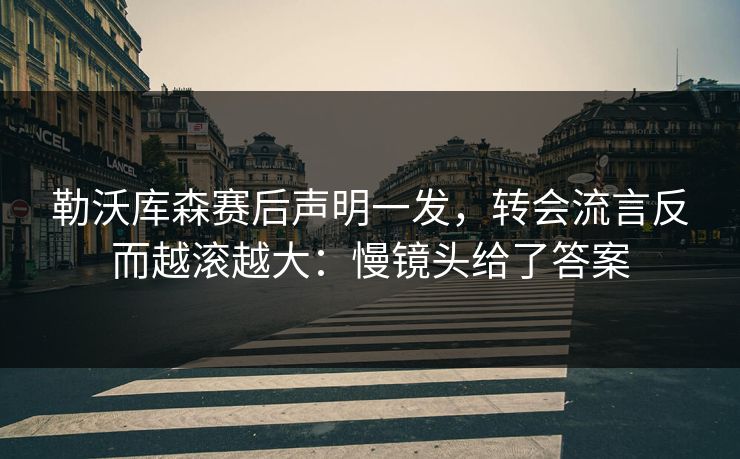 勒沃库森赛后声明一发,转会流言反而越滚越大:慢镜头给了答案