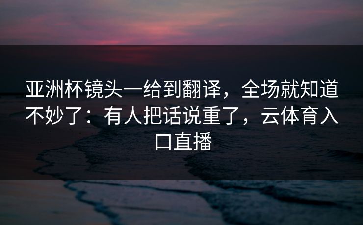 亚洲杯镜头一给到翻译，全场就知道不妙了：有人把话说重了，云体育入口直播