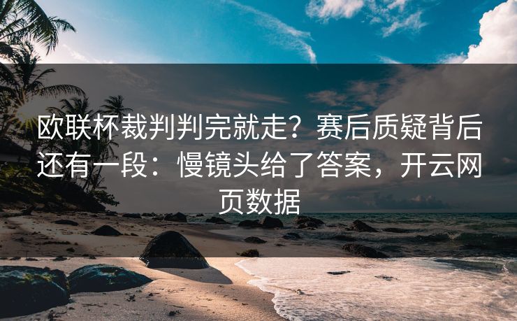 欧联杯裁判判完就走？赛后质疑背后还有一段：慢镜头给了答案，开云网页数据