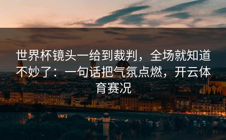 世界杯镜头一给到裁判，全场就知道不妙了：一句话把气氛点燃，开云体育赛况