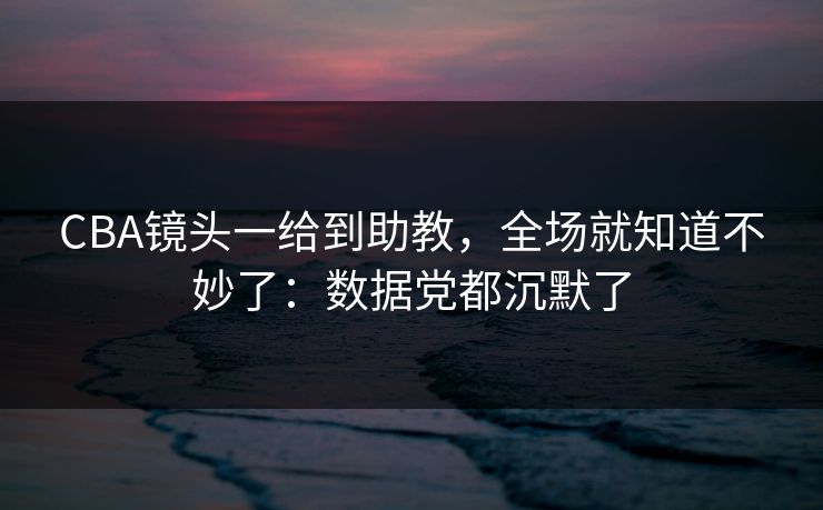 CBA镜头一给到助教,全场就知道不妙了:数据党都沉默了